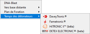 Menu Temps des détonateurs