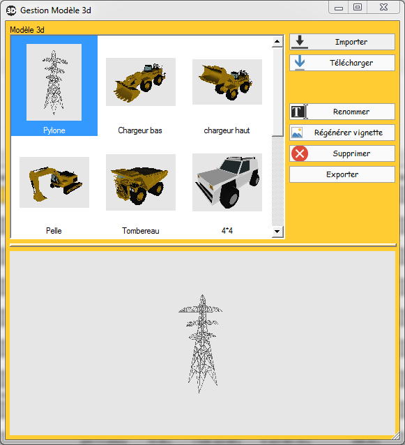 Fenêtre modèles 3D