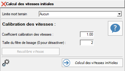 Volet Calcul des vitesses initiales