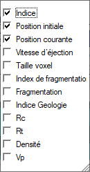 Popup de sélection des données des voxels