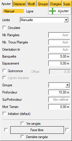 Fenêtre Création de trous