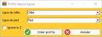 Fenêtre profils depuis lignes
