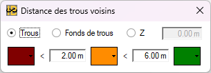 Options de distances entre trous