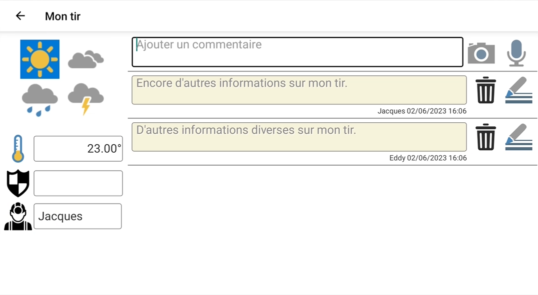 Commentaires tir